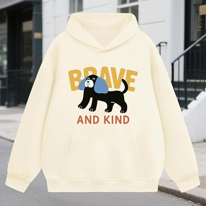 Oversized Hoodies for Women 2025 Trendy Cute Dog Cat Print Sweatshirts Hooded Pullover Tops with Kangaroo Pocket