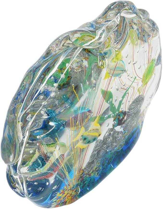 Glass Of Venice Large Murano Glass Aquarium with Fish and Sea Life