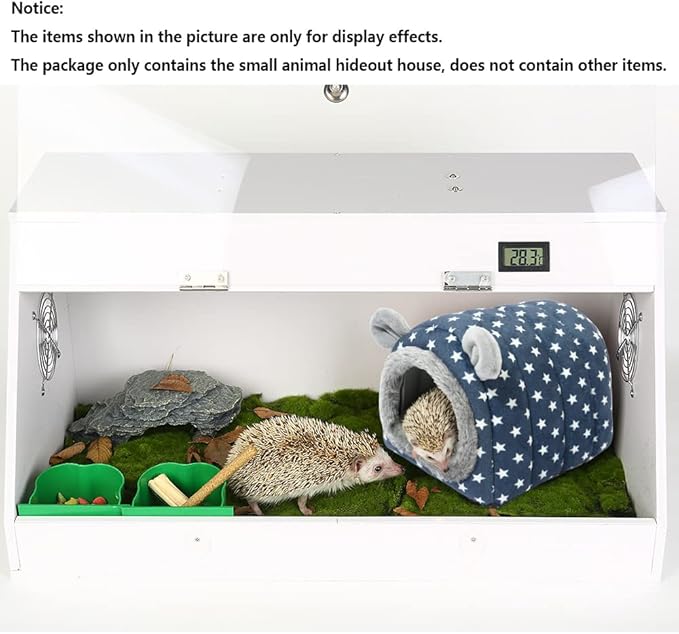 YOGURTCK Hamster Hedgehog Guinea Pigs Cave Bed Nest Hideout, Small Animals Cage Supplies Warm House - Blue