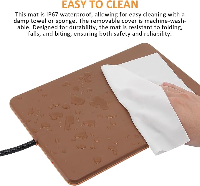 Small Animal Heating Pad, Small Animal Bed, Outdoor/Indoor Winter Thermal Heating Pad for Rabbits, Guinea Pigs & Chickens, Waterproof & Chew-Resistant, 20W, Energy-Efficient, 11.8 x 8.2 in