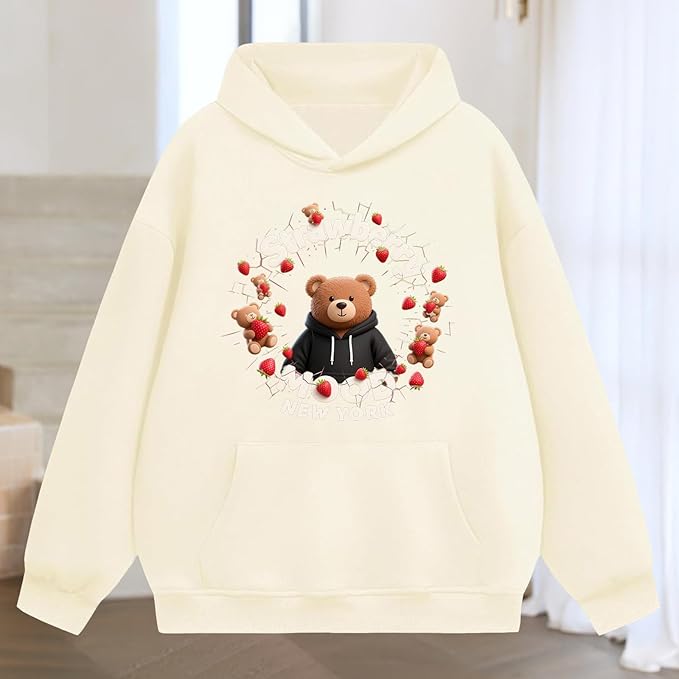 Oversized Hoodies for Women 2025 Trendy Cute Dog Cat Print Sweatshirts Hooded Pullover Tops with Kangaroo Pocket