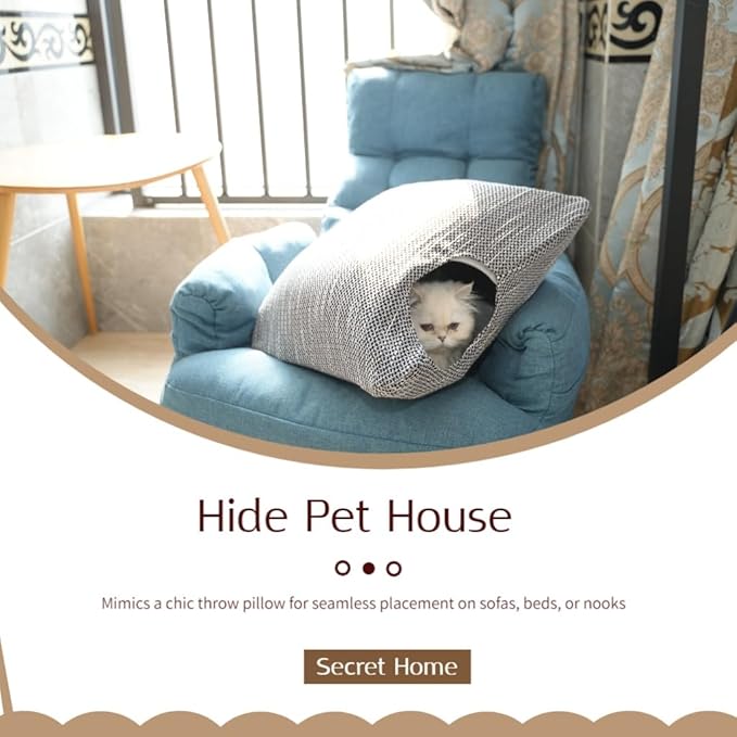 Peekaboo Cat Cave Small Square Tunnel pet House, Comes with Two Protective Covers as a Gift