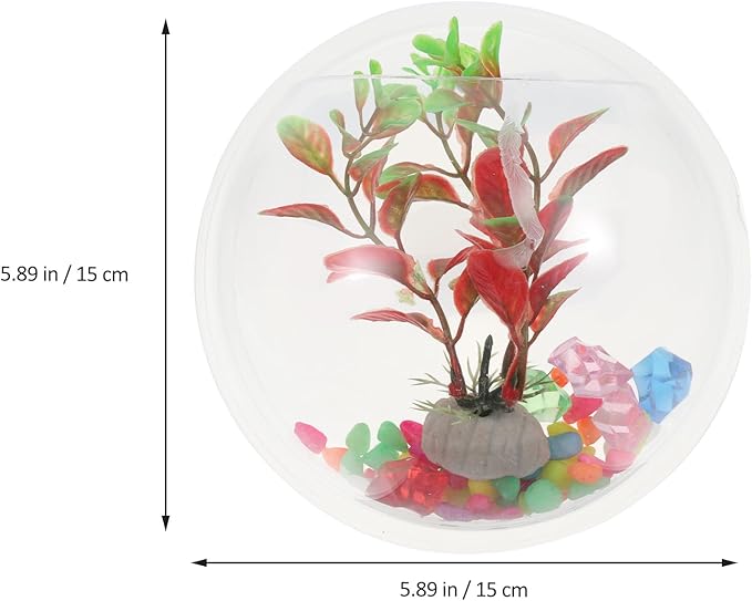 POPETPOP Wall Mounted Fish Bowl : Acrylic Hanging Fish Tanks Transparent Aquarium Wall Plant Pot for Home Decor, 5.89X5.89X2.75in