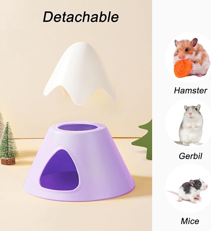 Hamster Hideout, Snowy Mountain Shape Hamster Hide House,Cute Small Animal Habitat Hideaway Hut for Syrian Hamsters, Mice, Gerbils, Rats (Purple)