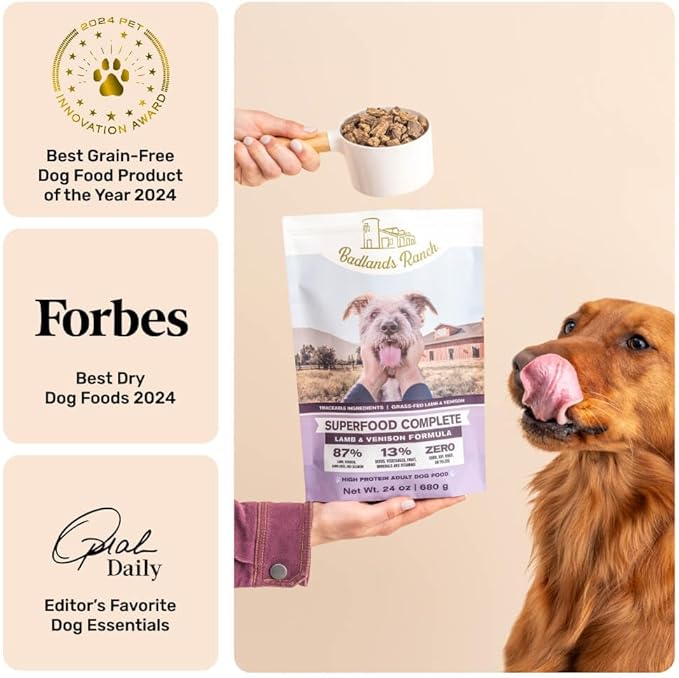 by Katherine Heigl- Superfood Complete, Air-Dried Adult Dog Food - High Protein, Zero Fillers, Superfood Nutrition (64 Ounce (Pack of 2), Lamb & Venison)