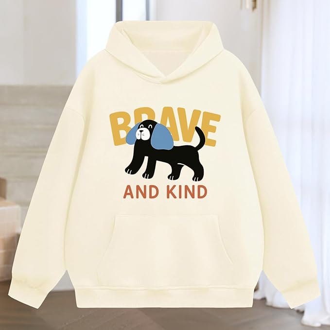 Oversized Hoodies for Women 2025 Trendy Cute Dog Cat Print Sweatshirts Hooded Pullover Tops with Kangaroo Pocket