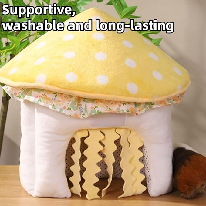 Guinea Pig Hideout, Mushroom Shaped Guinea Pig Tunnel, Small Animal Cage Accessories for Bunny, Hamster, Chinchilla, Ferret, Rabbit and Other Small Pets (Medium)
