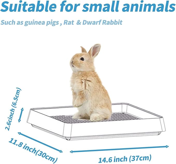 PODOO Rabbit Large Litter Box, Guinea Pig Training Pan Cage with Toilet Tray, Ideal for Rats, Ferret, Bunny Small and Medium Animals (2Pcs x Medium)