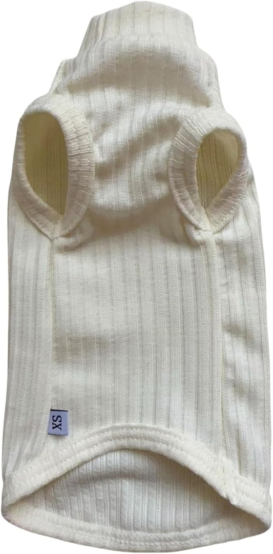 Sphynx Cats Shirt Cat Turtleneck Cotton Sweater Pullover Kitten T-Shirts with Sleeves Cat Pajamas Jumpsuit for Sphynx Cornish Rex, Devon Rex, Peterbald (White, X-Small)