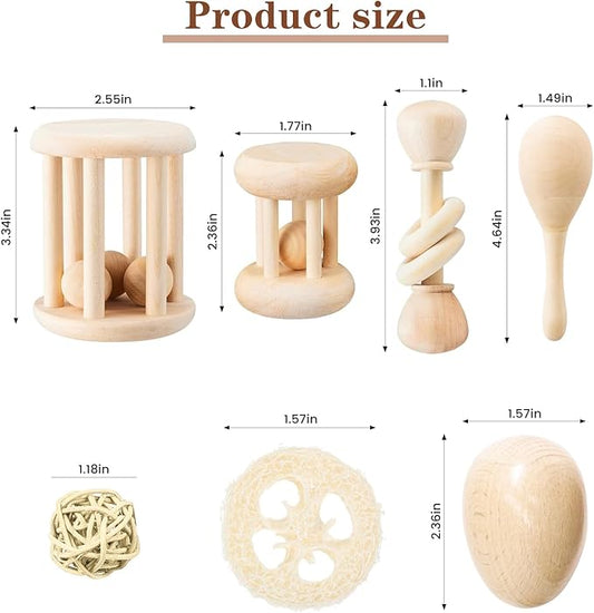 9 Pcs Wooden Bunny Toys,Bite-Resistant Guinea Pigs Toys,Safety Bunny Chew,Rabbit Teeth Grinding, for Chinchillas Hamsters Small Animals Playing Teeth Grinding Indoor Outdoor(Wood)