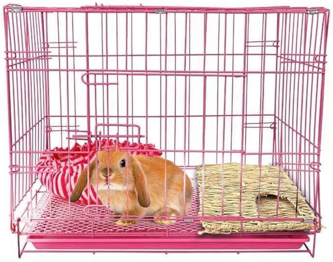 Rabbit Grass House - Natural Hand Woven Seagrass Play Hay Bed, Hideaway Hut Toy for Bunny Hamster Guinea Pig Chinchilla Ferret