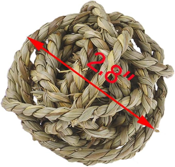 15PCS Rabbit Grass Balls 2.8in Large Guinea Pig Balls Small Animal Activity Enrichment Toy for Bunny Chinchilla Hamster Gerbil Grinding Playing