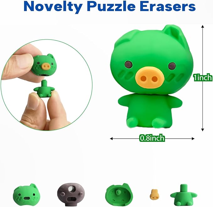 Animal Erasers for Kids, 35 Pcs Pencil Erasers Bulk Puzzle Eraser Mini Erasers Desk Pets Treasure Box Toys for Classroom Prizes School Supplies Kids Party Favors