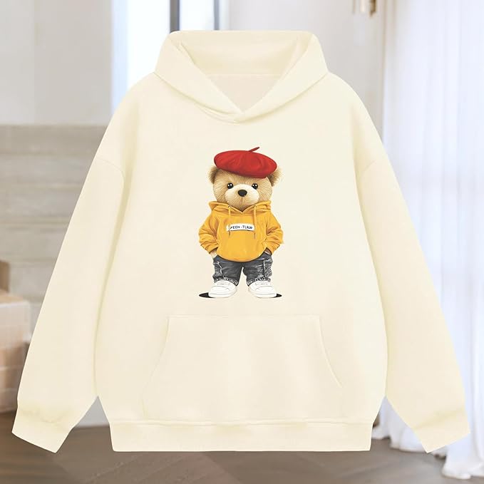 Oversized Hoodies for Women 2025 Trendy Cute Dog Cat Print Sweatshirts Hooded Pullover Tops with Kangaroo Pocket