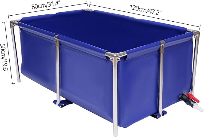 Aquarium Tank Above Ground Fish Pond,Canvas Pond,Foldable Above Ground Fish Aquarium Ornamental Swimming Pool Water Storage Tank with Drain Valve for Home Aquaculture