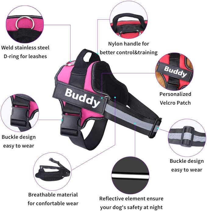 HOTGOL Custom No Pull Dog Harness with Personalize Name and Phone Number Tag,Reflective Breathable Adjustable Pet Vest for Small to Large Dogs