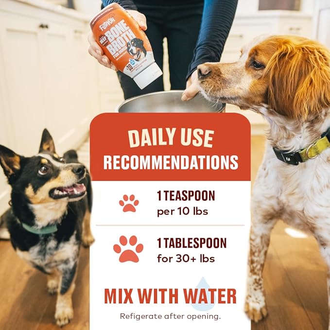Beef & Chicken Bone Broth Concentrate for Dogs - Collagen Protein Supplement for Digestion, Mobility, Coat, Immune System, Joints - Healthy Dog Food Topper - Human Grade (2pk, 60 Servings)