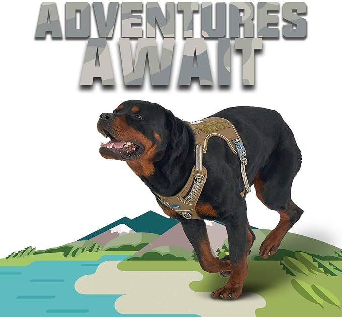 Auroth Tactical Dog Training Harness No Pulling Front Clip Leash Adhesion Reflective K9 Pet Working Vest Easy Control for Small Medium Large Dogs Blue Camo L