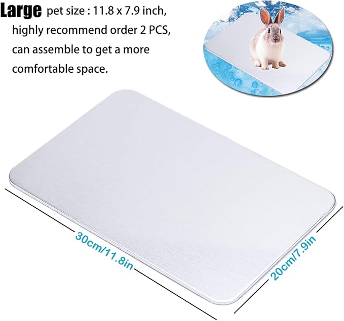 Rabbit Cooling Pad, 12x8 in Self Cooling Mat for Hamster Guinea Pig Chinchilla Bunny Kitten Cat and Other Small Animal, Pet Cool Ice Bed Plate Perfect for Hot Summer