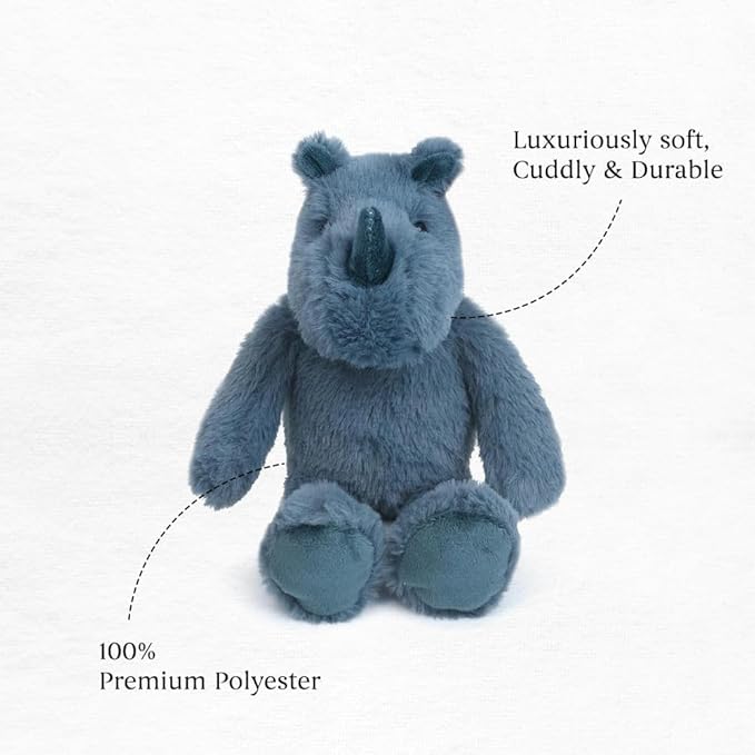 MON AMI Raymond The Rhino Stuffed Animal - 10", Soft Plush Toy, Stuffed Wild Animals, Use as Toy or Nursery Room Décor,Great Gift for Kids of All Ages