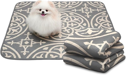 Paw Inspired Designer Print Dog Pads (2 Pack) | Premium Washable Pee Pads | Reusable Puppy Pads for Potty Training, Whelping, Waterproof Mat | Leakproof, Non-Slip Liner (Medallion Style, 36"x36" Size)