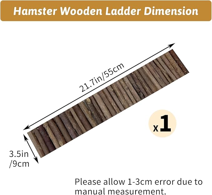 Hamiledyi Hamster Bridge Wood Hamster Climbing Ladder Rat Ladder Bridge Small Animals Cage Accessories for Dwarf Syrian Hamster Mice Gerbils Sugar Glider Rat (21.7×3.5IN)