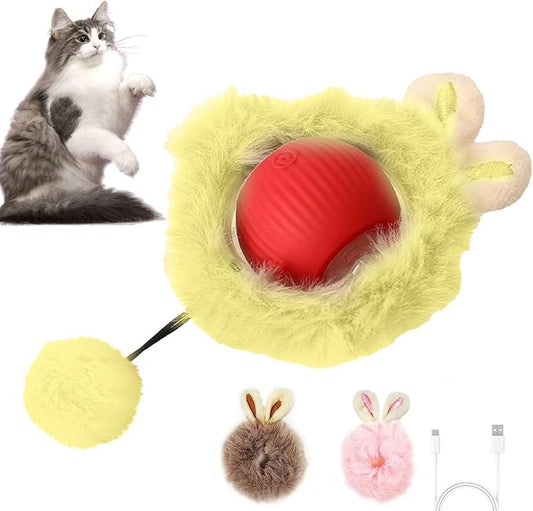 Interactive Cat Toys for Indoor Cats Kitten, Rolling Ball Seek Mouse Catching Game with Chirping Stimulation, Led Lights, Auto On/Off（Only Ball）