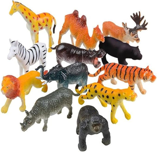 ArtCreativity Safari Animal Figurines Set for Kids - Pack of 12, Assorted 2.5" Small Plastic Animal Toys Bulk, Fun African Zoo Party Favors, Mini Cake Topper Decorations, Jungle Themed Birthday Gift