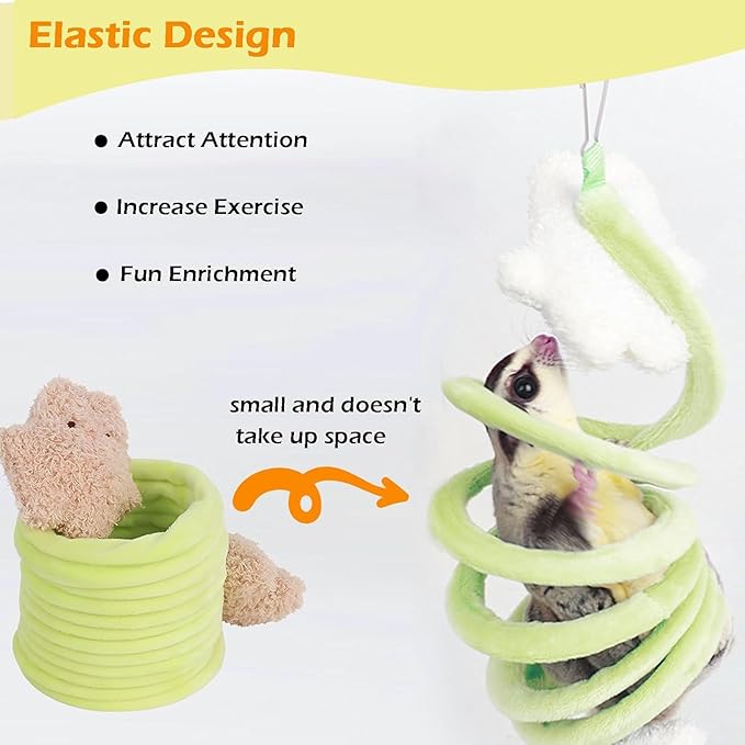 Sugar Glider Toys, Elastic Sugar Glider Climbing Ropes, Hanging Sugar Cage Accessories, Rat Enrichment Climbing Toys, Soft Touch Small Pet Swing Toy (1pc Random Color)