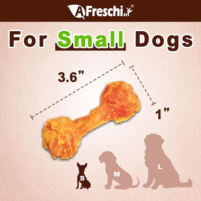 AFreschi Turkey Tendon Bone (S) 6 Pieces per Pack, USA-Sourced Turkey Tendon, All Natural Human Grade Puppy Chew, Hypoallergenic, Rawhide Alternative, Dog Treats for Small Breeds
