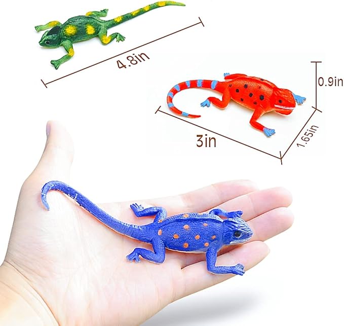 10PCS Lizard Animal Figurines, Color Changing Chameleon Toy, Stretchy Realistic Reptile Playset, for Kids 3 Years and up, Novel Gag Toy, for Goodie Bag Fillers,Cake Topper, Easter Egg Stuffing