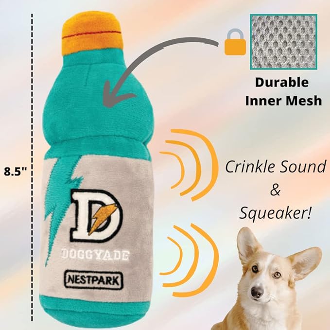 Fitness Funny Dog Toys - Doggyade and Doggy Dumbbell Workout Parody Cute Dog Toys - 2 Pack (Workout Pack)