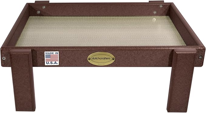 Amish American Made Platform Bird Feeder, Free Standing Ground Bird Feeders for Outdoors, with Raised Seed Tray for Wild Birds, Chicken, Squirrel, Gift for Birdwatchers (Milwaukee Brown)