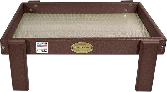 Amish American Made Platform Bird Feeder, Free Standing Ground Bird Feeders for Outdoors, with Raised Seed Tray for Wild Birds, Chicken, Squirrel, Gift for Birdwatchers (Milwaukee Brown)