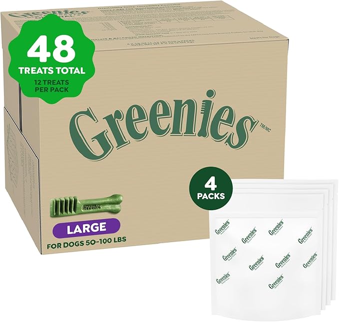 Greenies Original Large Dental Dog Treats, (4) 12 ct Packs (48 Treats Total)