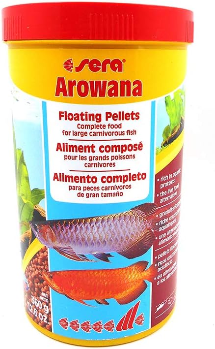 sera Arowana 12.6 oz 1000 ml | Arowana Fish Food Pellets for Carnivorous Fish | Floating Pellets with High Aquatic Protein | Tropical Food | Aquarium Food for Carnivore Fish