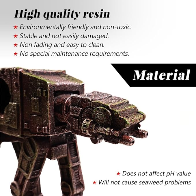 Fish Tank Decorations at-at of Star Wars Aquarium Decorations Betta Fish Tank Accessories for Sleep Rest Hide and Play (S)
