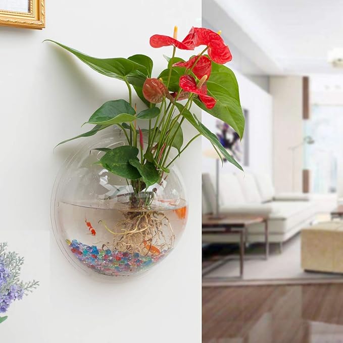 Wall-Hanging Fish Bowl Acrylic Wall-Mounted Plant Pot 1 Gallon Fish Tank 11.5-inches Decoration Planter