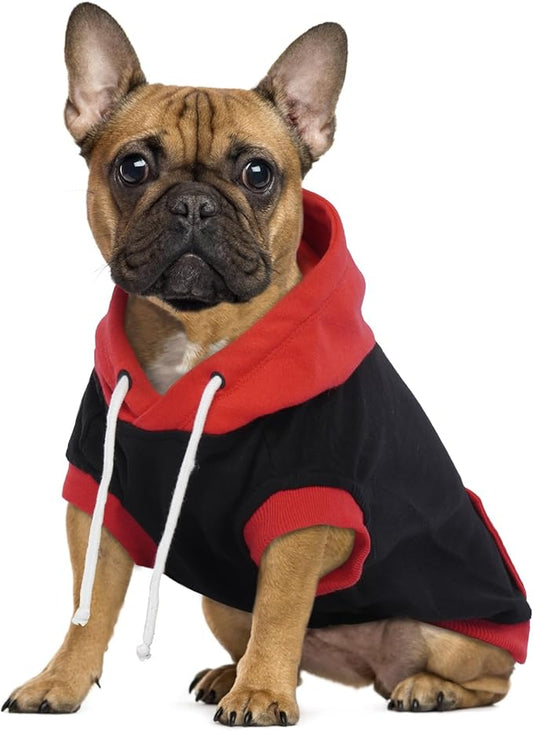 Dog Hoodie - Cotton Sweatshirt Soft Breathable Sweater for Small Dogs, Sleeveless Clothes Cozy Coat for Spring Autumn Winter, Red S