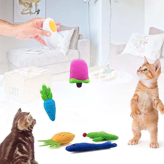 AWOOF Catnip Toys for Indoor Cats, 6 Pack Cat Chew Toys Plush Interactive Cat Kicker Toy for Indoor Kitten Exercise for All Breeds