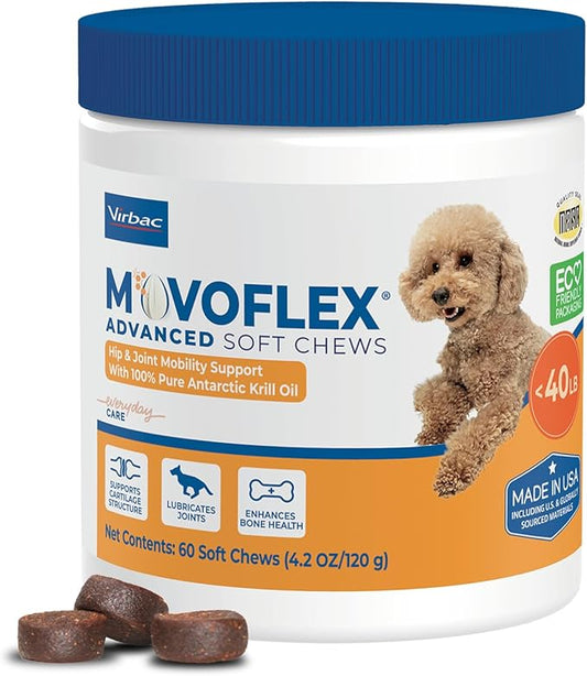 Advanced Soft Chews Hip and Joint Support Supplement for Small Dogs 60 Count by Virbac