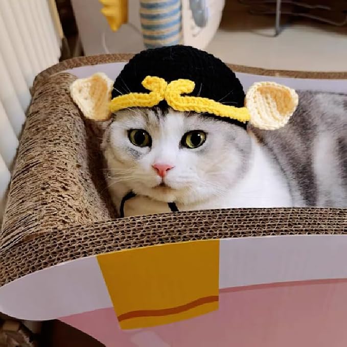 Pet Head Adorable Cat & Dog Knit Beanie - Cute & Soft Headwear for Halloween (Medium, 17 lbs & Under)