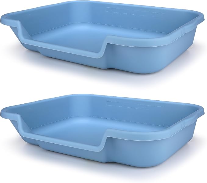 KittyGoHere Litter Box Senior Cat Litter Box (Little Boy Blue, Large(2 Pack))