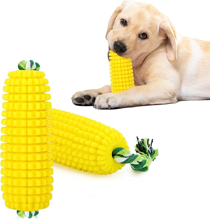 Sumind Dog Tough Corn Toys for Aggressive Chewers Indestructible Durable Squeaky Toothbrush Interactive Corn Puppy Toys for Small Medium Large Breed for Training and Cleaning Teeth