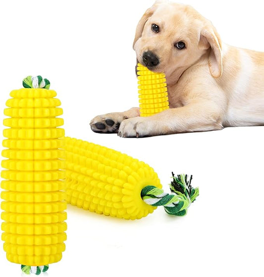 Sumind Dog Tough Corn Toys for Aggressive Chewers Indestructible Durable Squeaky Toothbrush Interactive Corn Puppy Toys for Small Medium Large Breed for Training and Cleaning Teeth