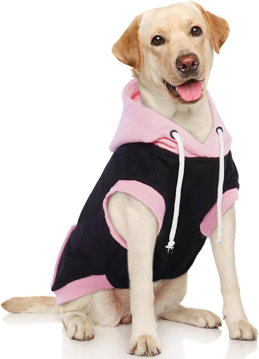 Dog Hoodie for Large Dogs - Cotton Sweatshirt Soft Breathable Sweater, Sleeveless Clothes Cozy Coat for Spring Autumn Winter, Pink XXXL