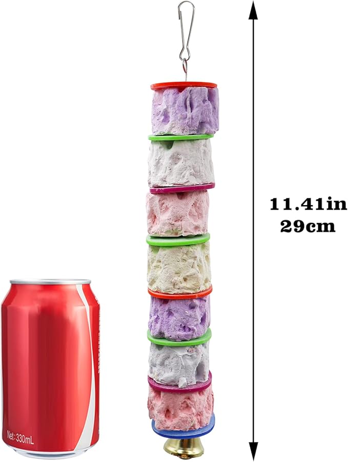 Bird Toys, Parakeet Toys with Bell, Parrot Toys, Bird Beak Grinding Stone, Bird Chew Toys for African Grey, Amazon Parrots, Budgies, Cockatiels, Lovebirds, Conures, Quakers, Small to Medium Birds