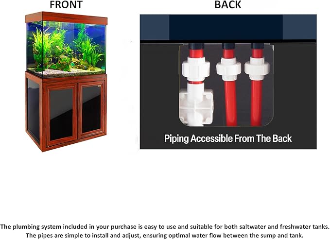 50 Gallon Fish Tank with Premium Tempered & Ultra Transparent Glass (Complete Aquarium Setup) Red Wood