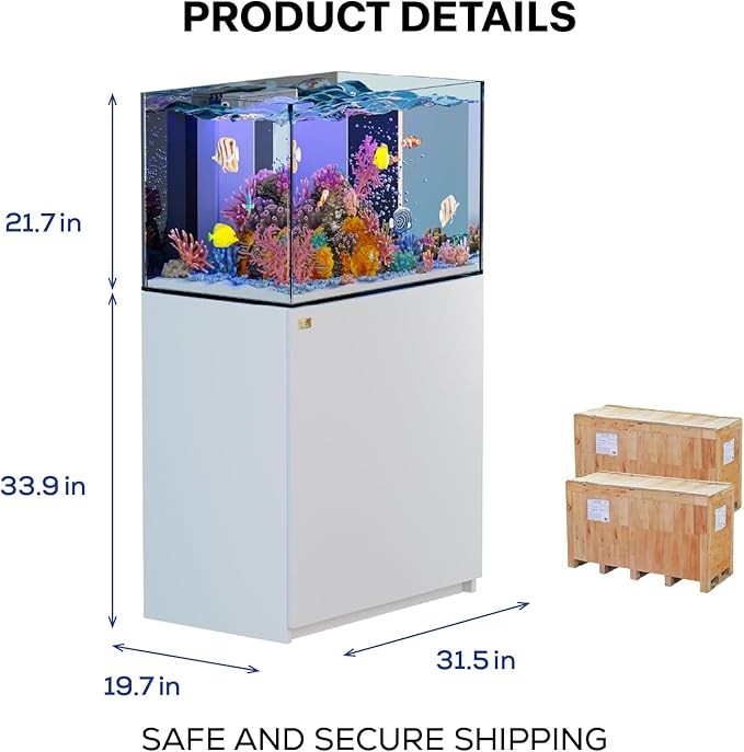 Coral Reef Aquarium Tank | 90 Gallon Ultra Clear Glass with Sump, White