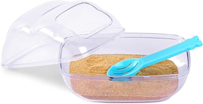 BUCATSTATE Hamster Sand Bath Container Hideout Hamster Toilet with Scoop Set Dust Bath Accessories for Small Animal,Gerbil,Syrian Hamster,Mouse,Rat (Purple, Medium)